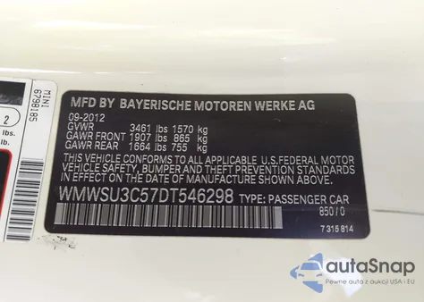 2013 Mini Hardtop Cooper z USA, uszkodzony, nr VIN WMWSU3C57DT546298